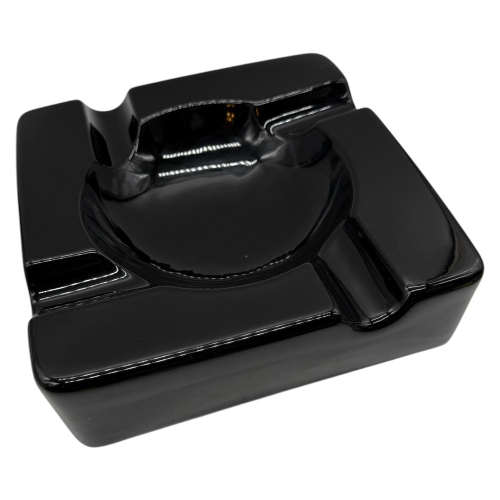 Unbranded Black Ceramic Cigar Ashtray Large Square 4-Slot High‎ Gloss